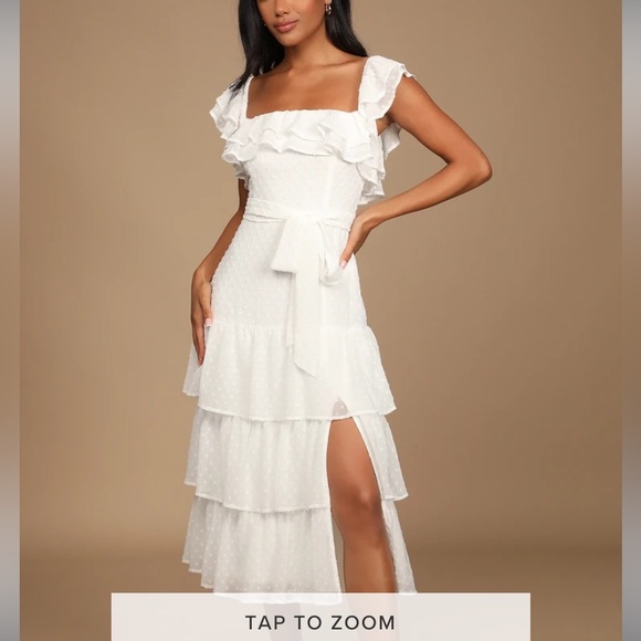 Dear To My Heart White Swiss Dot Tiered Ruffled Midi Dress - Picture 3 of 5